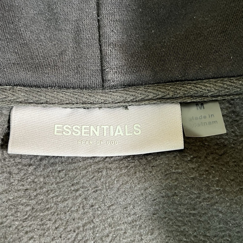 Fear of God ESSENTIALS Full Zip Up Hoodie Dark Olive Grey Size Medium - Picture 7 of 10